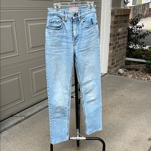 Everlane Blue Straight Jeans with Vintage Distressing